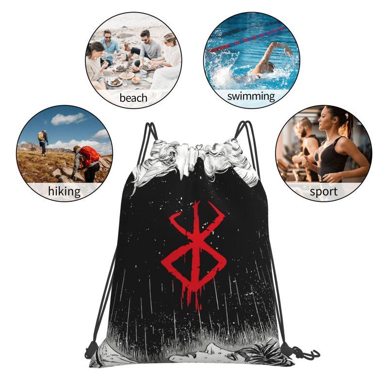 Custom Anime Pattern Drawstring Backpack Lightweight Foldable Sports Gym Bag Water Resistant String Sackpack for Training