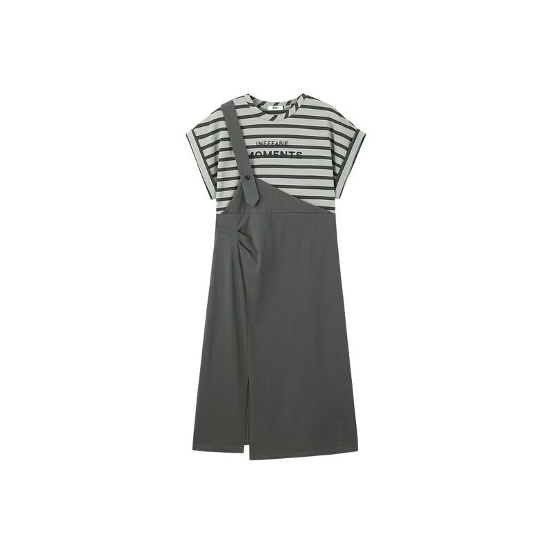Women's Striped Fake Two-Piece Midi Dress