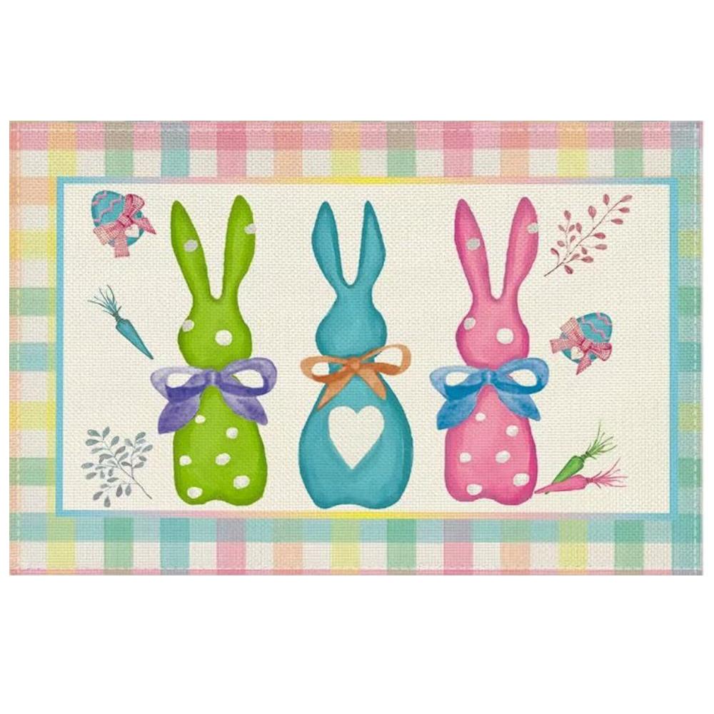 

Пасхальный набор из 1/4 салфеток под приборы с рисунком кролика-моркови в стиле «Буффало», 30 x 45 см, весенние банкетные салфетки, моющиеся салфетки под приборы, украшение для кухонной вечеринки #2-1PC