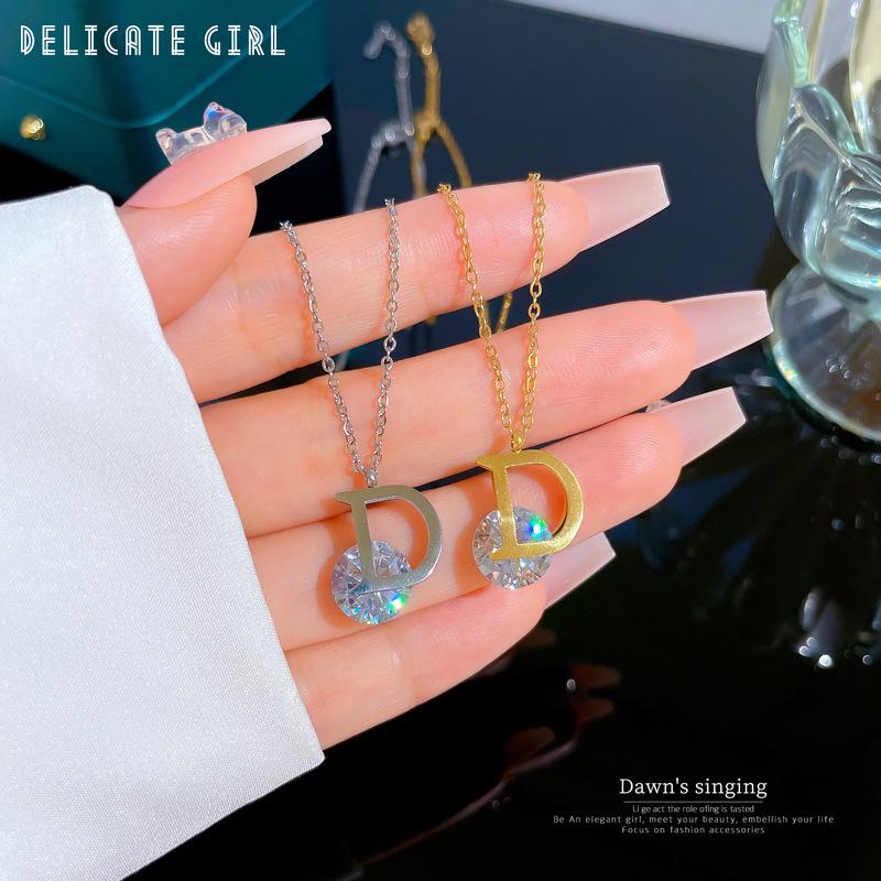 Light Luxury Minimalist Style D-Shaped Furnace Real Gold Necklace Female Collarbone Chain With Jewelry
