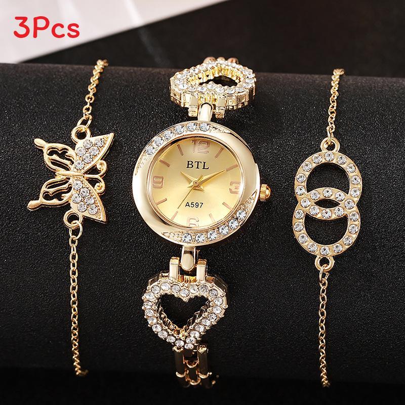 

Womens Quartz Watch Set With Sparkling Dial Jewelry Style For Fashion Lovers Style A
