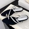 Fashion Summer Narrow Band Belt Buckle Design Women Sandals Fashion Pointed Toe Metal Decoration Slide Sandals Comfortable Beach Shoes