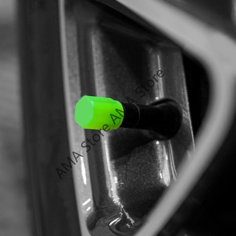 20PCS Luminous Car Tire Valve Cap Fluorescent Night Glowing Decor Motorcycle Bike Wheel Nozzle Dustproof Tyre Valve Stem Caps