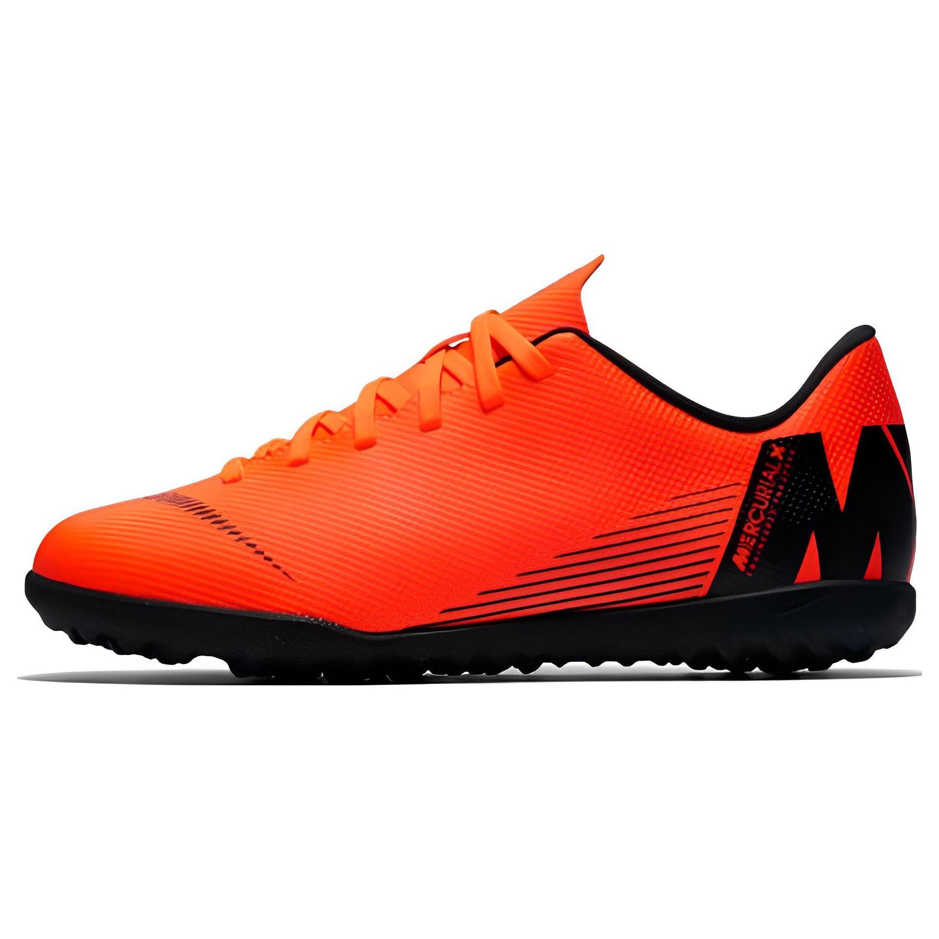 

Nike Mercurial Vapor 12 Club Turf Нескользящие Амортизирующие Низкие Футбольные Бутсы Детские Футбольные Бутсы Оранжевый Черный AH7355-810 38.5