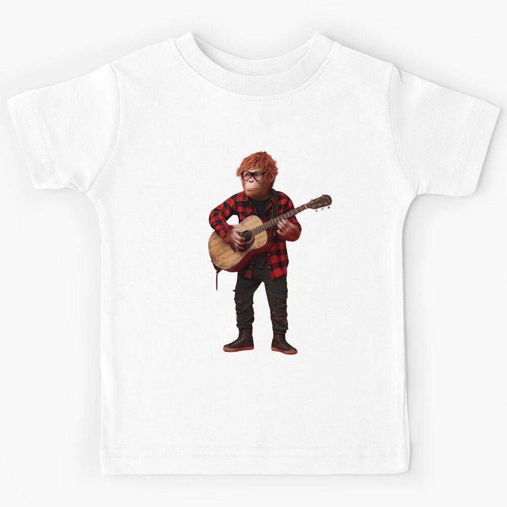 Ed Sheeran Inspired Chimpanzee with Acoustic Guitar Kids T-Shirt 130