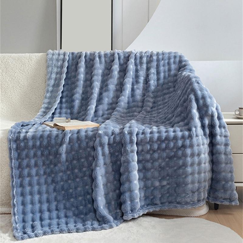 Luxury Fuzzy Plushes Blanket with Fluffys Rabbit Texture, Warm Throw Blanket for Home Decoration 100x150cm