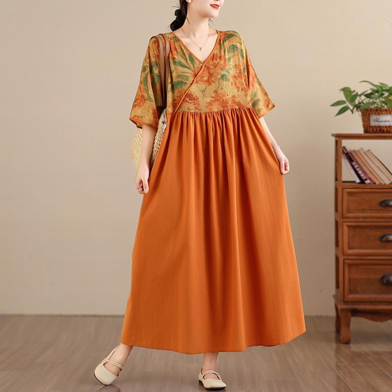 DIMANAF New 2026 Women Plus Size Summer Beach Lady Long Dress Loose Oversize Maxi Floral Print Fashion Holiday
