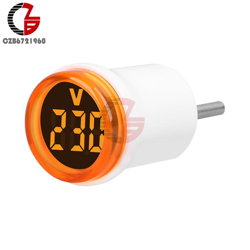 

LED Digital Voltmeter Ammeter Euro Plug Voltage Test Monitor AC 50-500V Round Voltmeter Indicator Voltage Current Meter Detector жовтий