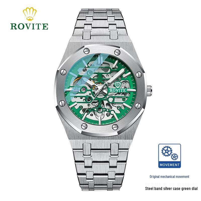 Montre mécanique automatique étanche pour homme avec squelette et bracelet en acier par Fang Sheng