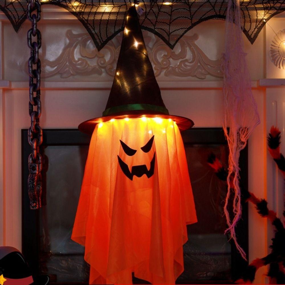 Papery Halloween Hanging Ornament Movable Decorative LED Light Hanging Halloween Ghost  Indoor