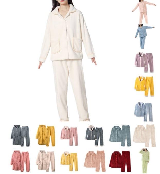 New for Fall/Winter! [Gonweil] Women s Long Sleeve Pajama Set, Perfect for Fall/Winter. This fluffy, thick, and cute pajama set features a wearable bl
