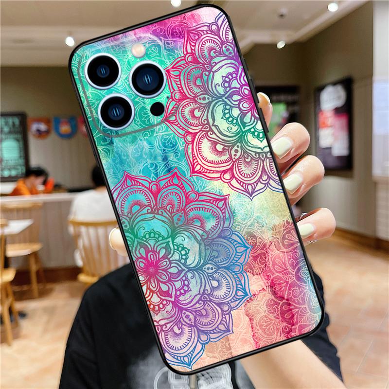 Trippy Tie Dye Floral Mandala Case For iPhone 16 15 11 12 13 14 Pro Max XS XR X 7 8 Plus 12 13 Mini Soft Cover