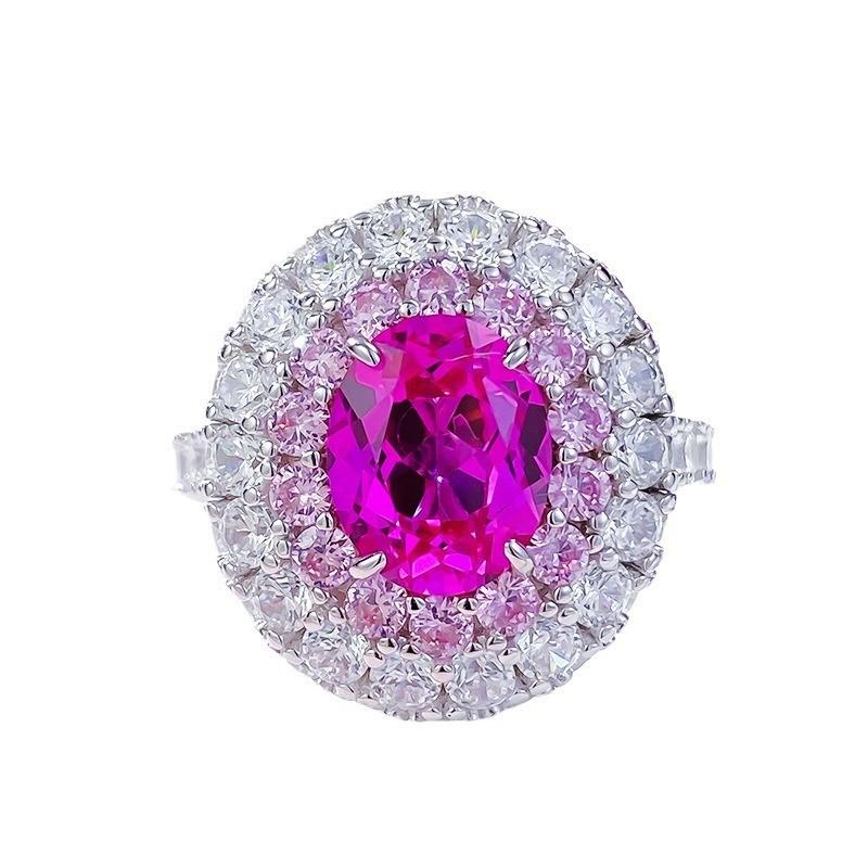 

Кольцо Hui Zhi Yi из серебра 925 пробы с рубином и бриллиантами - Элегантный и универсальный модный стиль Size 8