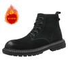 Fashion Handsome Men's Motorcycle Boots Outdoor Work Boots Men's Genuine Leather Short Boots Winter Cotton Boots Thick Soled Ankle Boots