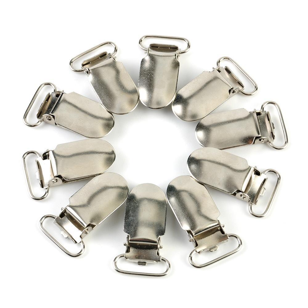 20pcs 20mm Pinzas De Chupete Pinzas De Liga De Color Plata