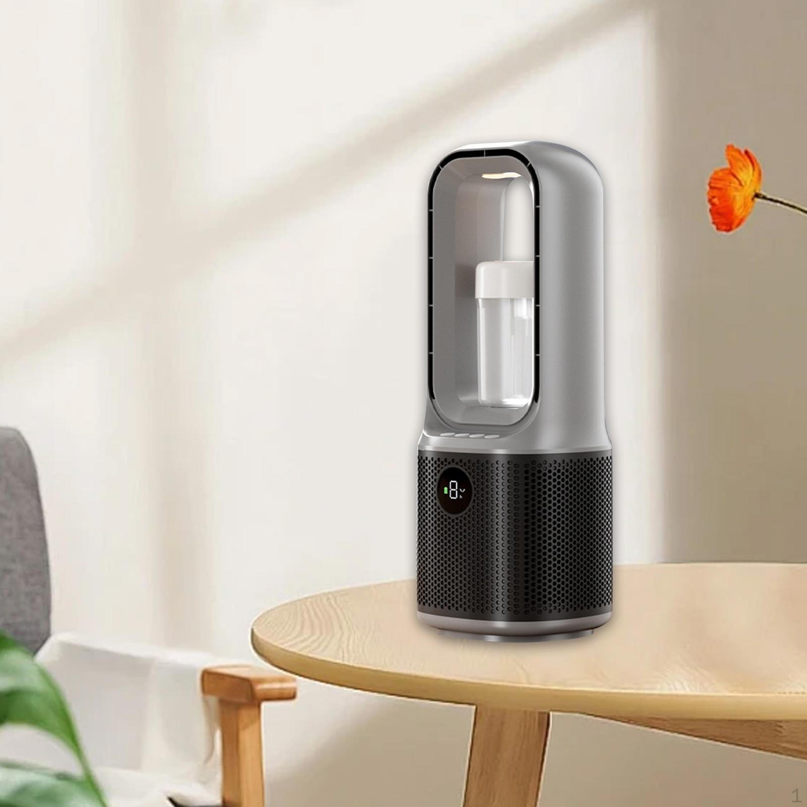 

Настольный вентилятор без лопастей, 9 регулируемых скоростей, распыление тумана, низкий уровень шума, легко носить с собой, воздушное охлаждение USB серый