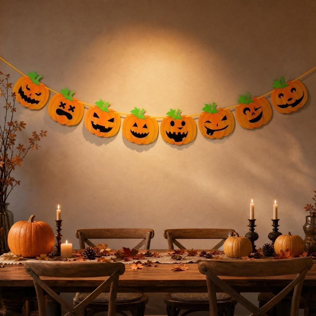 Halloween Pumpkin Party Decoration Hanging Flag for Indoor Outdoor