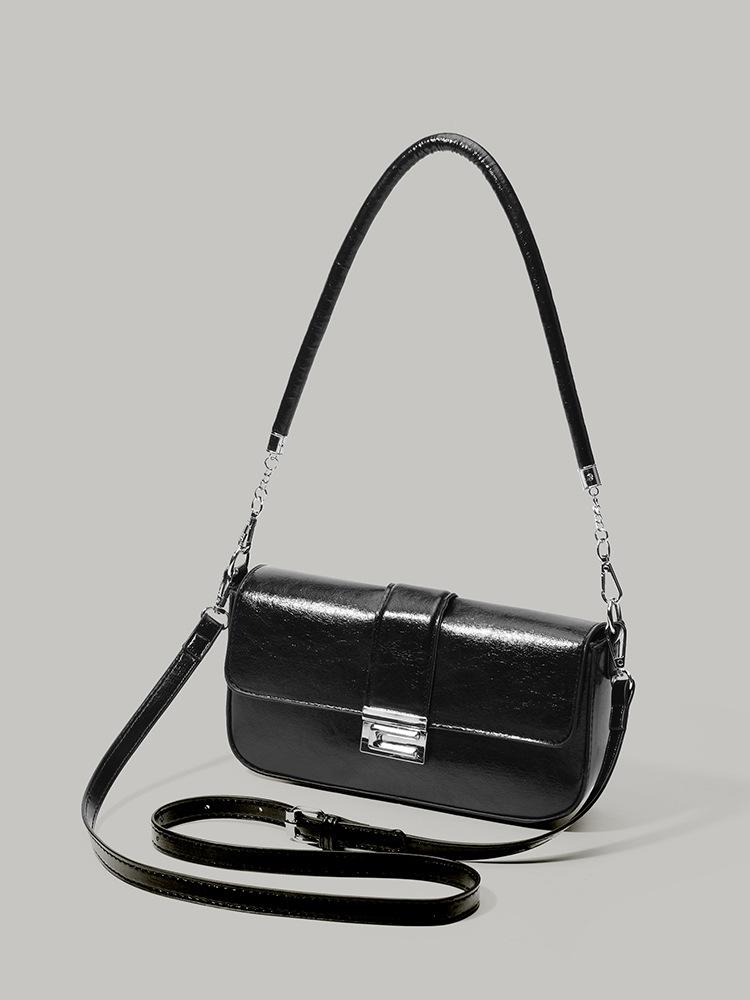 

Niche design baguette bag 2025 new casual versatile simple small square bag black high-end underarm bag