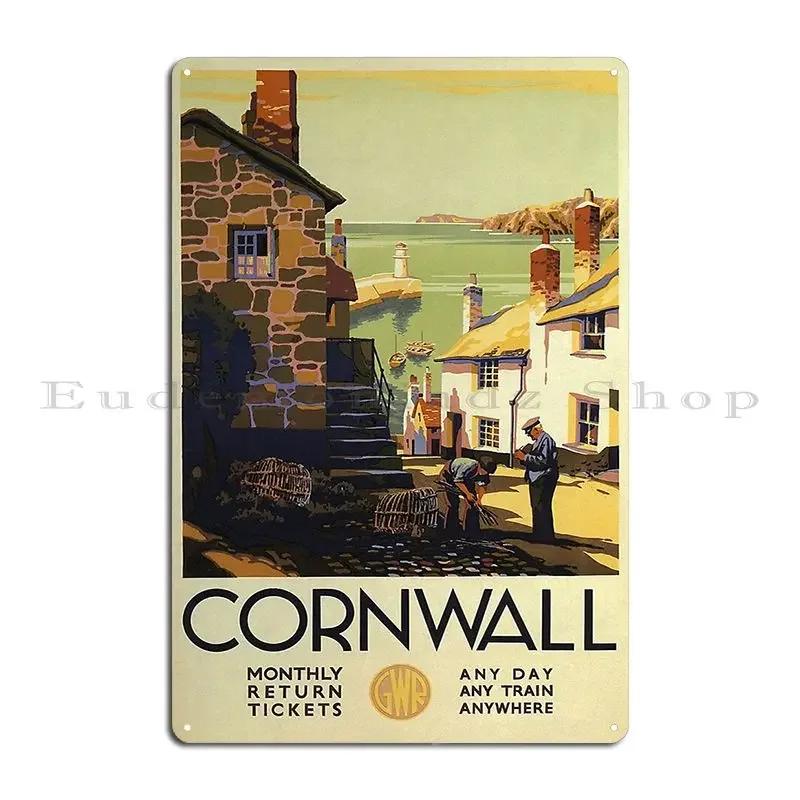 Корнуолл Англия Винтажный Туристический Постер Металлическая Табличка Пользовательский Настенный Декор Пользовательский Гараж Корнуолл Жестяная Табличка Постер 20x30cm