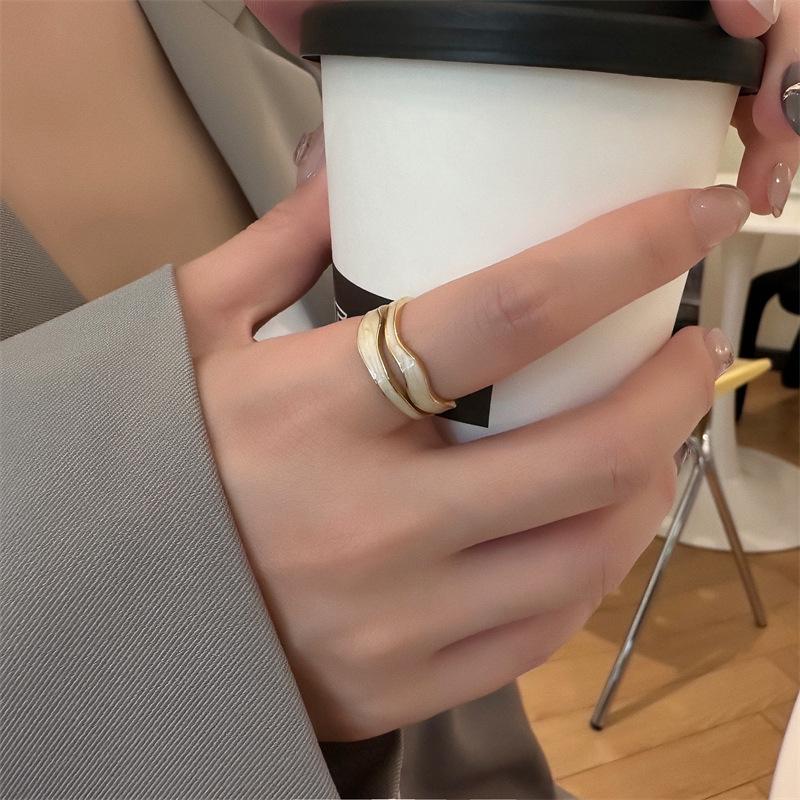 Geometric Enamel Smoke-Effect 18K Gold Plated Ring - Trendy Cool Style