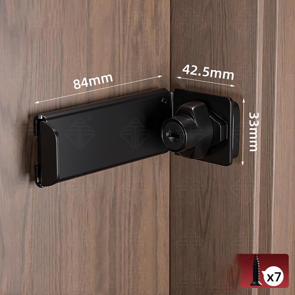 90-Degree Door Lock with Key, Right-Angle Sliding Hasp Latch for Outward-Opening Barn/Closet/Cabinet Doors, Screw Mount, 2 Keys