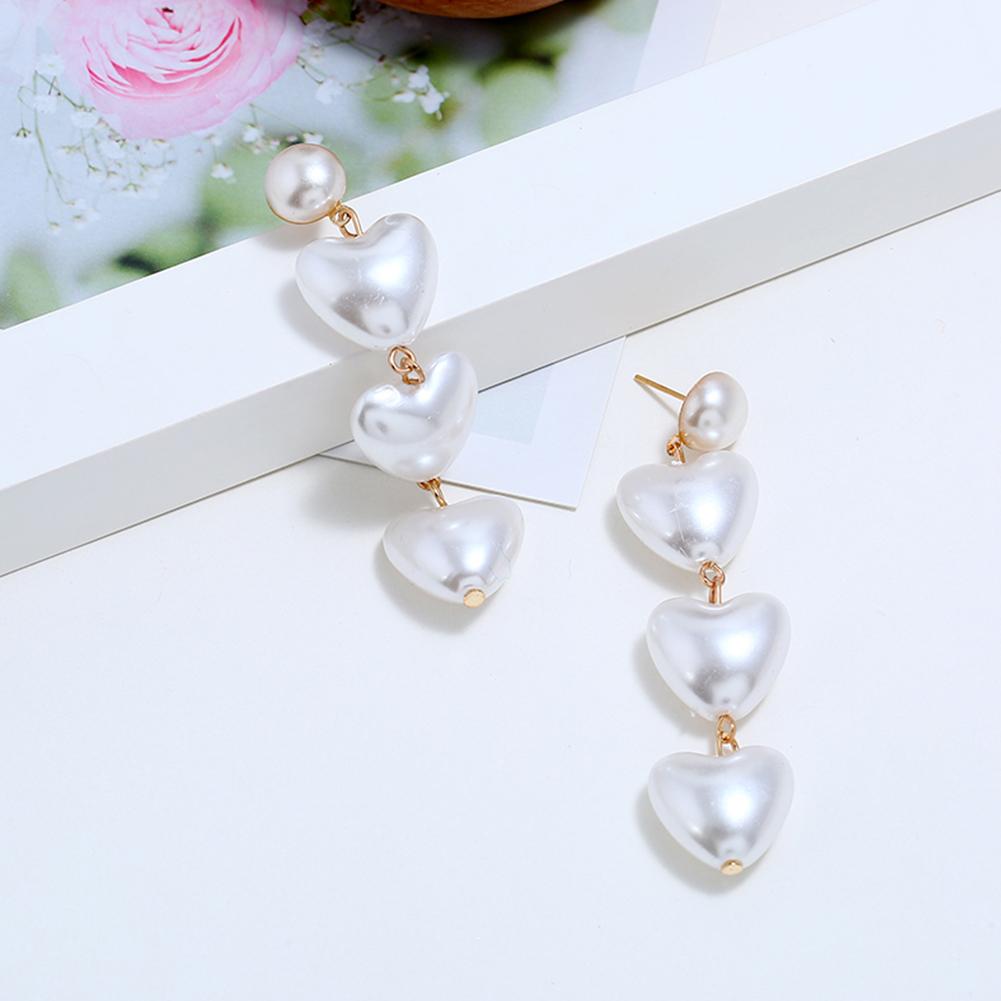 1 Pair Fashion Heart-shaped Long Dangle Earrings for Women Jewelry