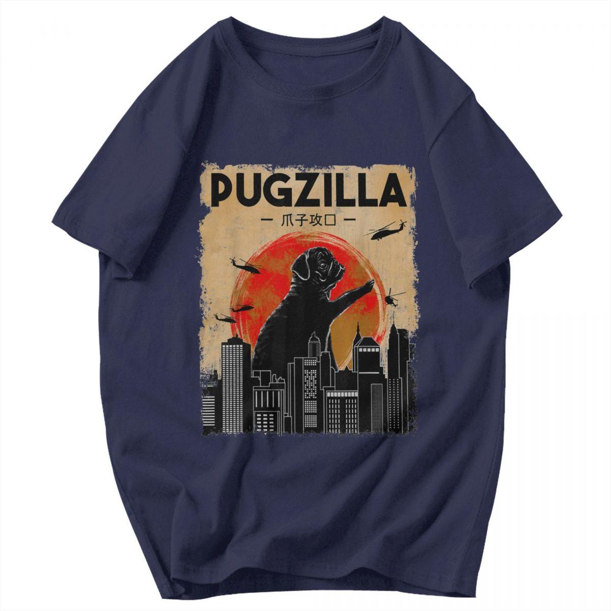 

Men T Shirt Pugzilla Dog Lover Funny Japanese Pug Dog Lover Awesome Pops Y2K Graphic Oneck Unisex Clothing T Shirts 4XL