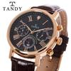 [Tandy] DIA-1901 Diamond Men's Multi-Function Fashion Design Leather Wristwatch Classic Large Dress Watch,Korean Popular Watches