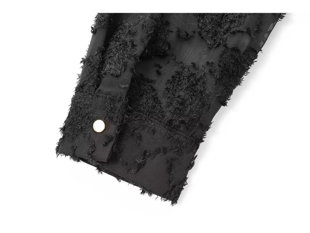 2024 Autumn Women's European & American V-Neck Long Sleeve Shirt with Gold Buttons