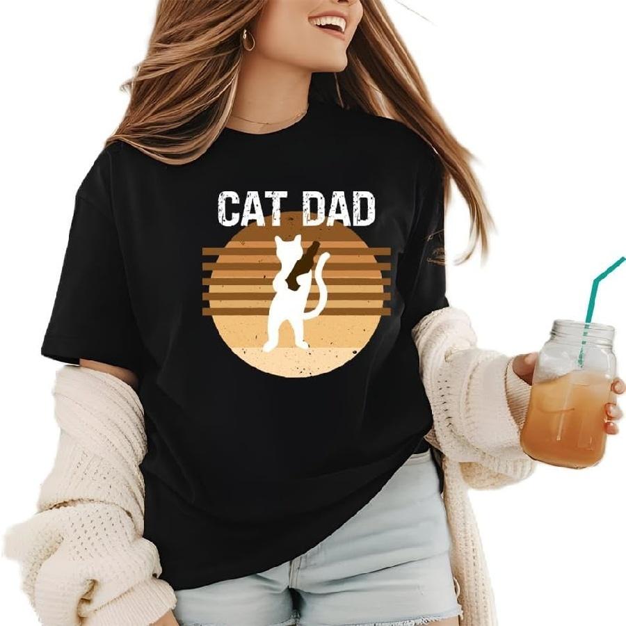 BestCatDadEverT-ShirtBestCatDadEver-VintageRetro Classic-Premium-Heavyweight Crewneck T-Shirt, Sweatshirt Hoodie Tanktop for Women Black S