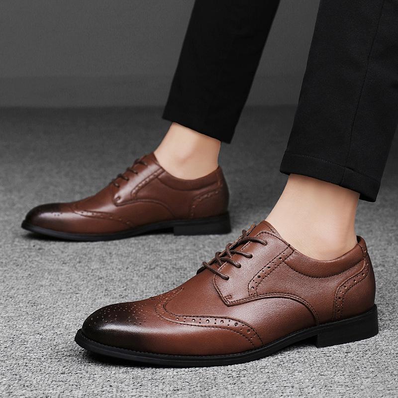 Men's Formal Brogue Leather Shoes - British Style, Small To Large Sizes