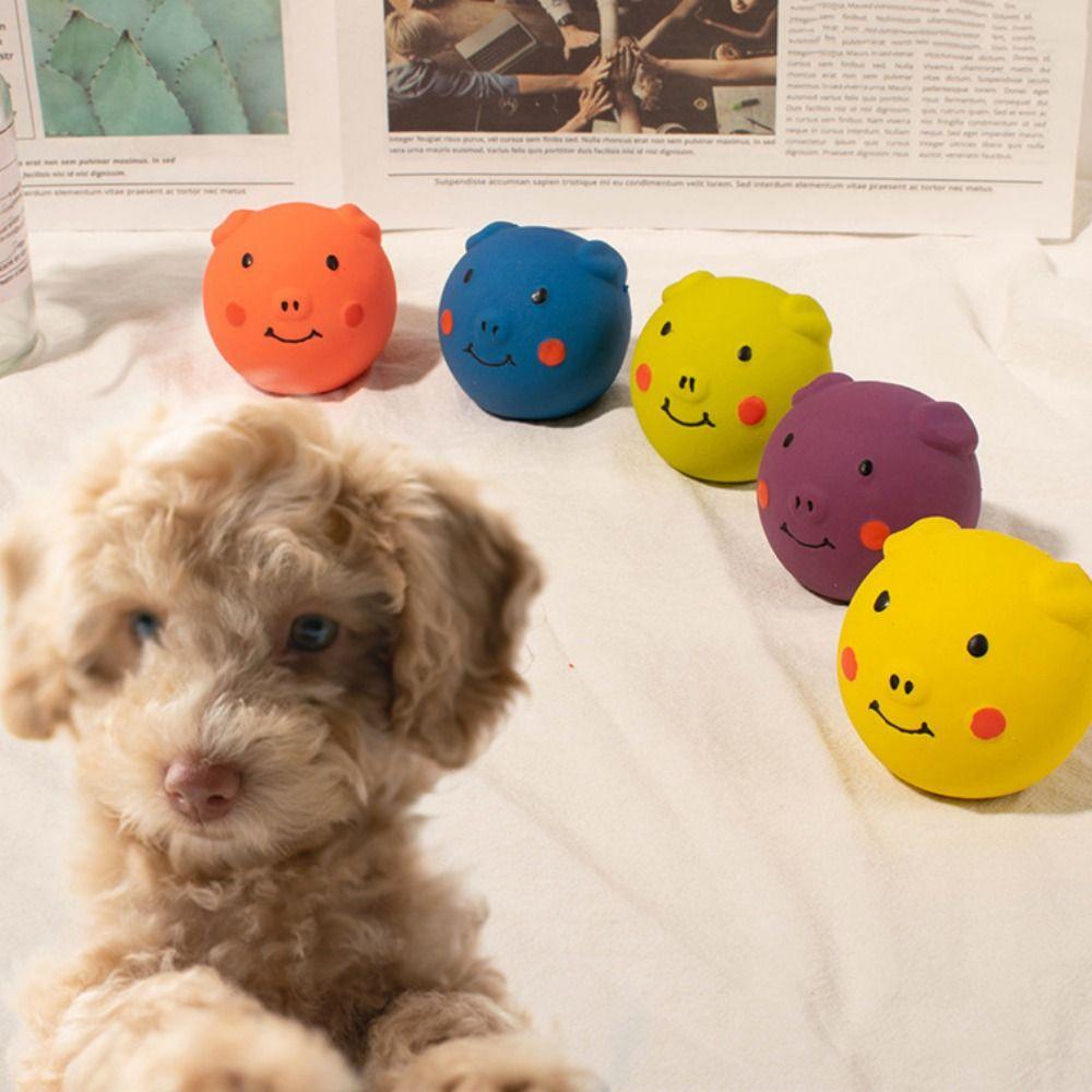 Cartoon Latex Squeaky Dog Toys Bite Resistant Pig Pet Squeaky Toys Funny Dog Chew Toy  Self Happy