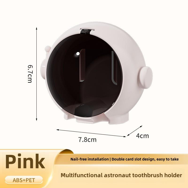 Wall-Mounted Toothbrush Holder with Dust Cover - No Drill, Upside Down Design for Electric & Manual Brushes, Space-Saving Bathroom Organizer