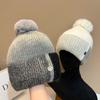 Winter Knit Hat With Rabbit Fur Fleece Ear Flaps Pom Warm Windproof Women