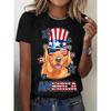 Women's T-Shirt Golden Retriever American Flag Hat Printing Fashion Casual Street Round Neck Oversized Summer Women's Clothing