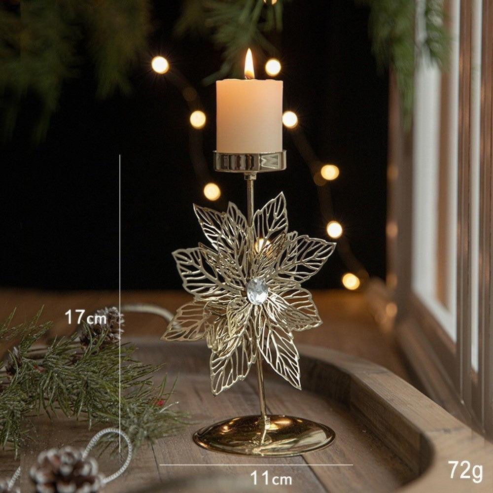Gifts Gold Christmas Candle Holder Hollow Out Iron Candlestick Stand Christmas Tree Candle Stand Window Decor