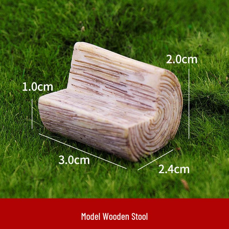 Miniature Park Ornaments: Wooden Stools, Tables, and Succulent Bonsai Accessories for Sand Table Models