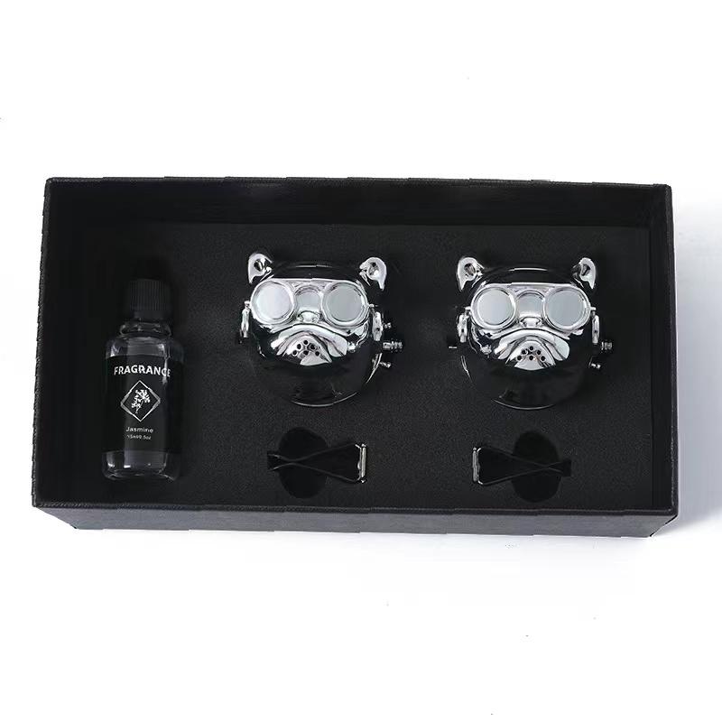 New Style Bulldog Car Air Freshener Perfume Auto Interior Perfume Clip Fragrance Ornament Car Accessories Gift Box Car Deco
