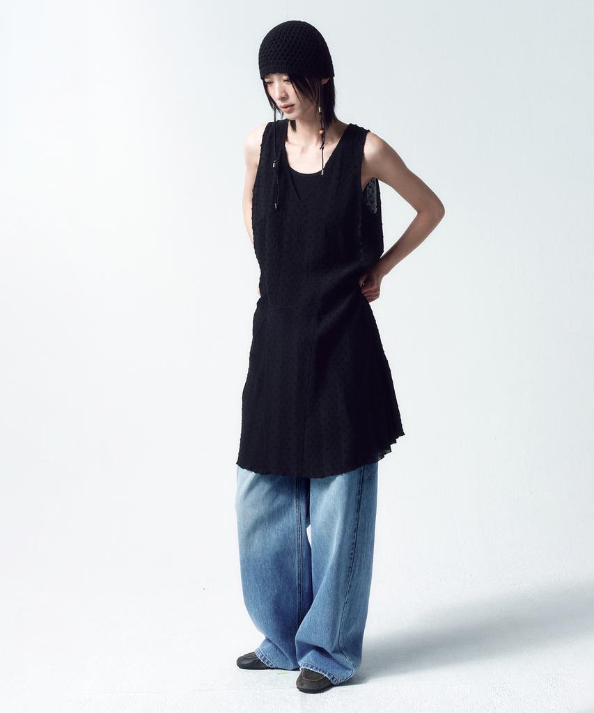 INSILENCE WOMEN Vintage Textured Dress Black