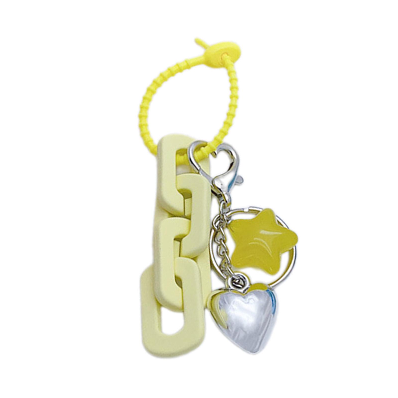 Stylish Heart Keychain Cute Bag Charm Key Organizer Star Pendant Keychain Star Key Holder Keychain Accessories for Bags жёлтый