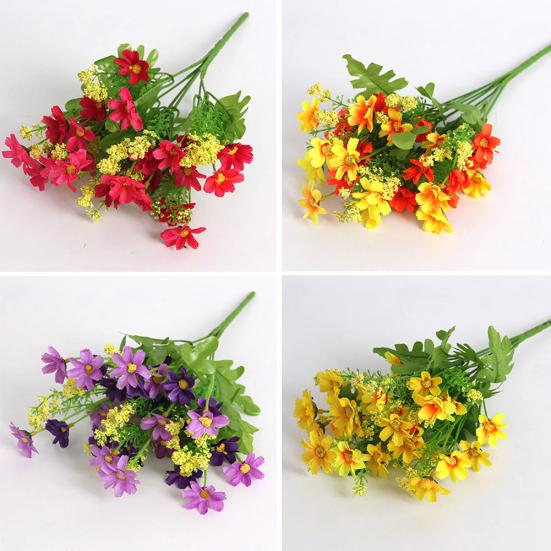 1 Bouquet 28 Heads Dried Artificial Fake Silk Flower Bunch Bouquet Home