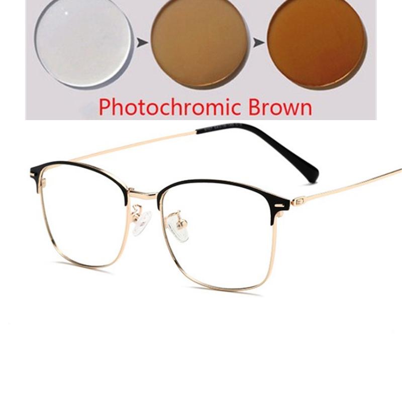 Sun Photochromic Lens Square Nearsighted Glasses Anti Blue Light Computer Prescription Eyeglasses Diopter 0 to 4 0
