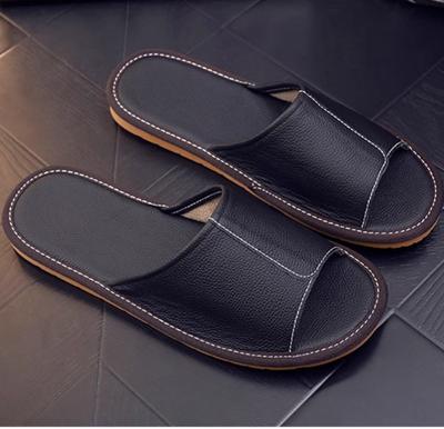Spring Summer Slippers Cow Split Leather Unisex Slippers Slip On Soft Flats Men Women Padded Warm Slippers Shoes