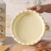 10 Inch Creamy Yellow Ceramic Pie Dish with Ruffled Edges,Non Stick, Microwave, Oven, Dishwasher Safe, Perfect for Quiches, Apple Pies, and More