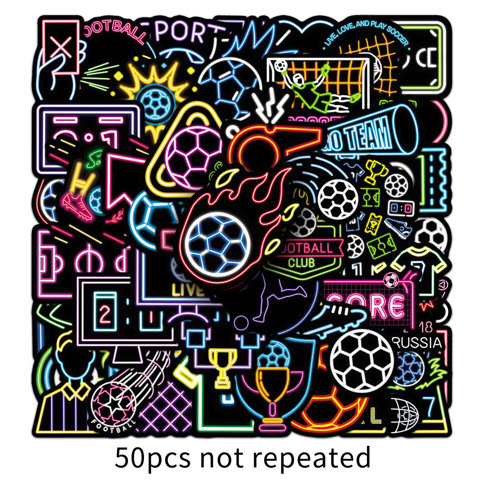 50 Neon Football Graffiti Stickers: Sports Decor for Water Bottles & Skateboards