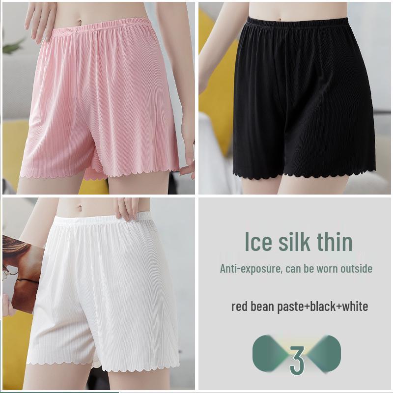 Women's Summer Ice Silk Anti-Exposure Loose Shorts with All-Cotton Crotch