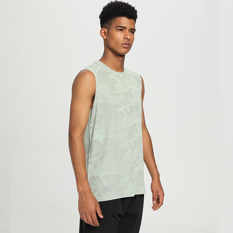 

Мужская быстросохнущая спортивная футболка без рукавов - Дышащий оригинальный дизайн для бега и фитнеса, Доступна в больших размерах. XXXL камуфляж зеленый