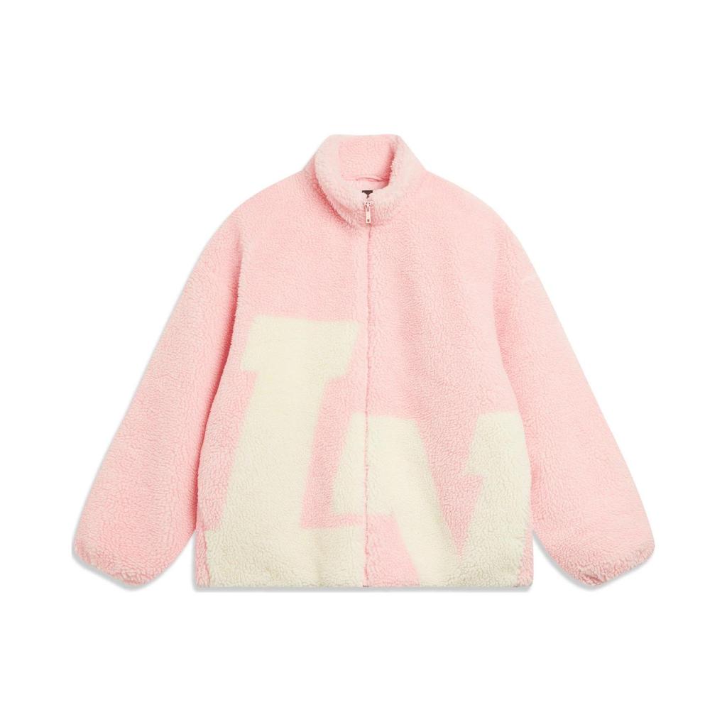 Li Ning Sports Lifestyle Series Color Block Warm Loose Short Lamb Fleece Jacket Unisex Jacket Light-Water-Pink AFDT947-4