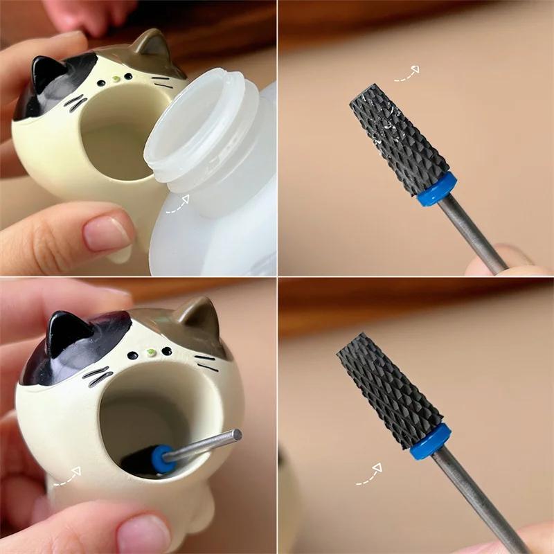 Nail Art Brusná Hlava Držák Bitů Roztomilý Držák Vrtáků na Nehty Kontejner Stojan Displej Držák Štětců na Nehty Nástroje pro Ukládání Bitů na Nehty