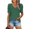 2024 European & American Style Ruched Patchwork V-Neck Short-Sleeve Women's T-Shirt